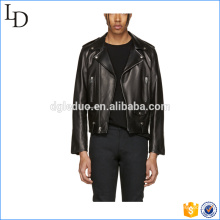 Zipper Detailing 100% PU Leather Black Biker Mens Leather Jackets